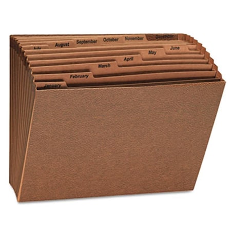 Leather-Like Expanding File- Open Top- 12 x10- Jan.-Dec.- Letter- Redrope